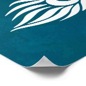 White Peacock auf Aquamarinem, kühl gestaltetem Ar Poster (Ecke)