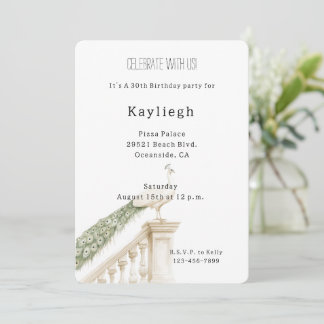 White Peacock Birthday Einladung