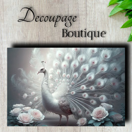 White Peacock Decoupage Seidenpapier