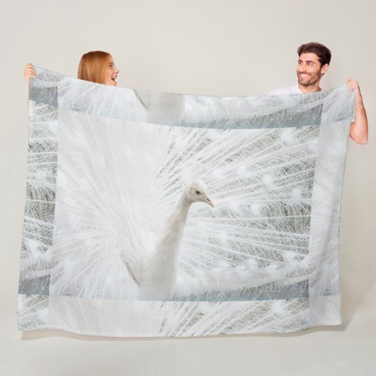 White Peacock schöne Federn Fleecedecke (Beispiel)