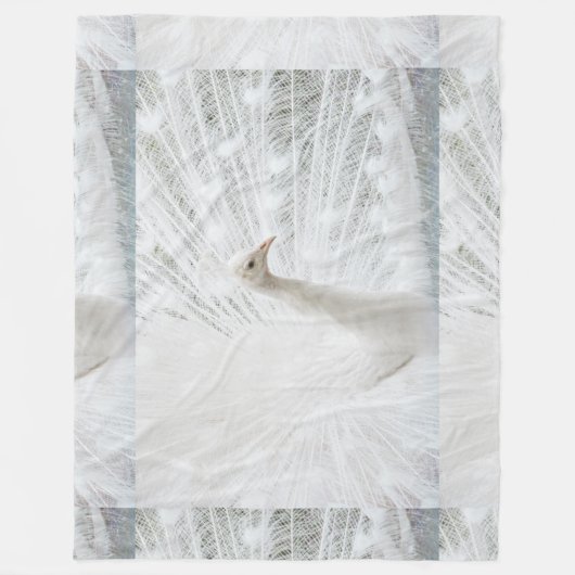 White Peacock schöne Federn Fleecedecke (Vorderseite)