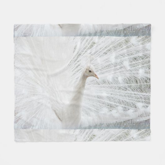 White Peacock schöne Federn Fleecedecke (Vorderseite (Horizontal))