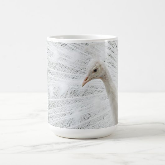 White Peacock schöne Federn Latte Tasse (Mittel)