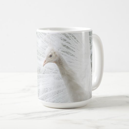 White Peacock schöne Federn Latte Tasse (VorderseiteRechts)