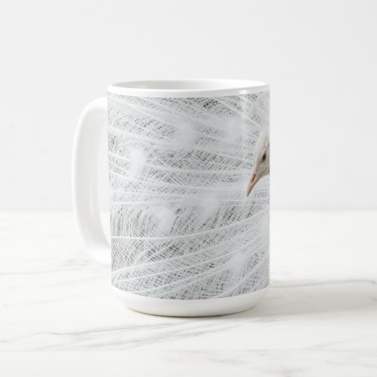 White Peacock schöne Federn Latte Tasse (Vorderseite Links)