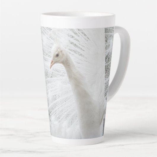 White Peacock schöne Federn Milchtasse (Rechte Ecke)