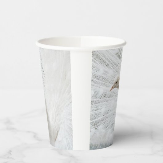 White Peacock schöne Federn Pappbecher (Links)