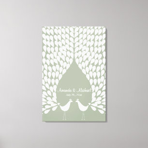 White Peacocks Hochzeitsguestbook Leinwand
