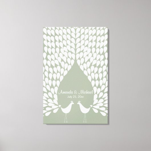 White Peacocks Hochzeitsguestbook Leinwand (Vorderseite)