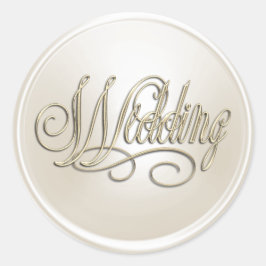 White Pearl and Gold Wedding Umschlag Aufkleber