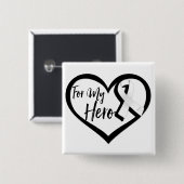 White Pearl Awareness Ribbon für meinen Helden Button (Vorne & Hinten)