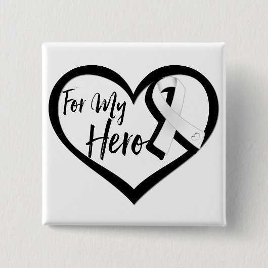 White Pearl Awareness Ribbon für meinen Helden Button (Vorderseite)