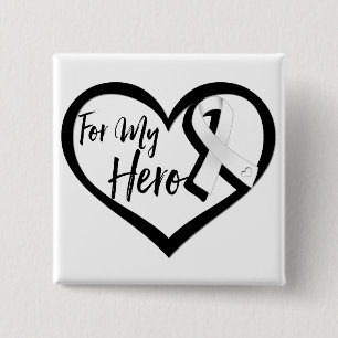 White Pearl Awareness Ribbon für meinen Helden Button