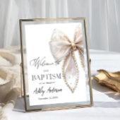 White Pearl Bow Baptism Welcome  Poster