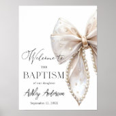 White Pearl Bow Baptism Welcome  Poster (Vorne)