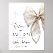 White Pearl Bow Baptism Welcome  Poster (Vorne)