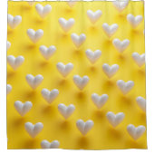 White pearl Hearts on Yellow Duschvorhang (Vorderseite)