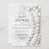 White Pearls Blue Brautparty Einladung (Vorderseite)