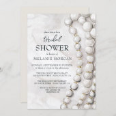 White Pearls Blue Brautparty Einladung (Vorne/Hinten)