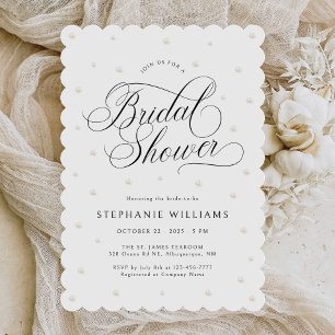 White Pearls Bridal Dusche Einladung