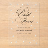 White Pearls Bridal Shower Acryleinladungen (Vorderseite)