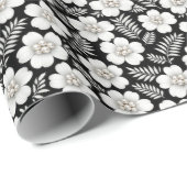 White Pearls in Flower Pattern Geschenkpapier (Rolleneckpunkt)