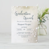 White Pearls Minimalistisch Bridal Brunch Einladung (Stehend Vorderseite)