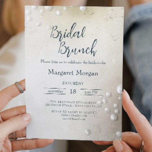 White Pearls Minimalistisch Bridal Brunch Einladung