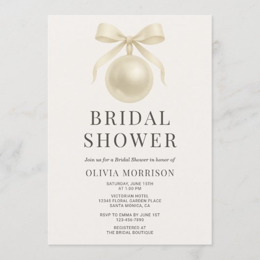 White Pearls QR Code Bridal Shower Einladung (Vorderseite)