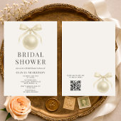 White Pearls QR Code Bridal Shower Einladung