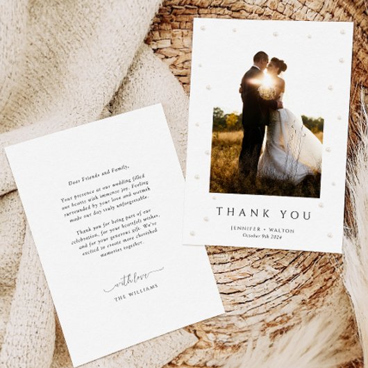 White Pearls Wedding Dankeschön Karte