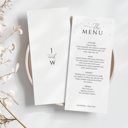 White Pearls Wedding Menu Menükarte