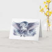 White Pegasus Moonlit Wings Celestial Dream Karte (Gelbe Blume)