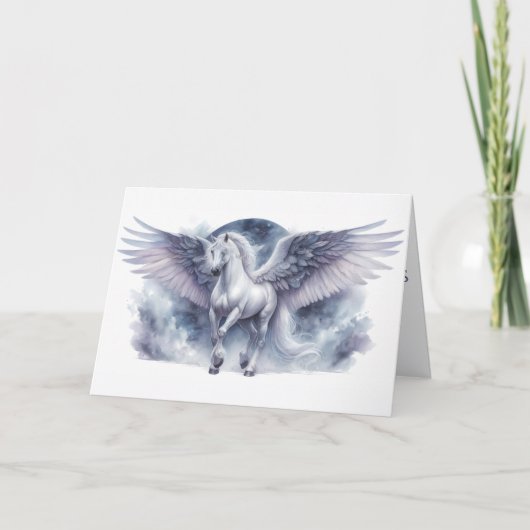 White Pegasus Moonlit Wings Celestial Dream Karte (Vorderseite)