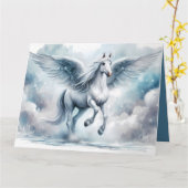 White Pegasus Wings Soft Blue Sky Dreamscape Karte (Gelbe Blume)
