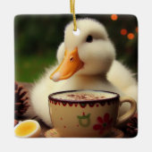 White Pekin Christmas Duck Keramikornament (Vorderseite)