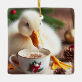 White Pekin Christmas Duck Keramikornament (Vorderseite)