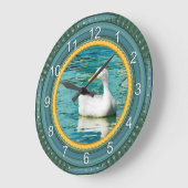 White Pekin Duck - Naturfotografie Städtischer See Große Wanduhr (Winkel)