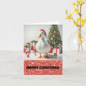 White Pekin Santa Duck Weihnachtskarte Karte (Gelbe Blume)