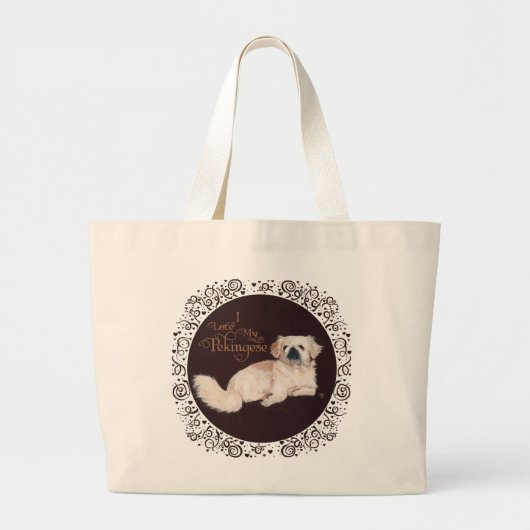 White Pekingese Dote Tote Bag Jumbo Stoffbeutel (Vorne)