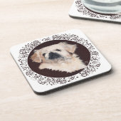 White Pekingese Kopfstudie Getränkeuntersetzer (Linke Seite)