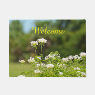 White Penta Blume Willkommen Doormat Fußmatte