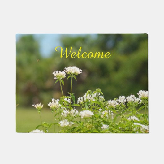 White Penta Blume Willkommen Doormat Fußmatte (Vorderseite)