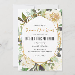 White Peonies Aquarell Floral Vow Erneuerung Einladung