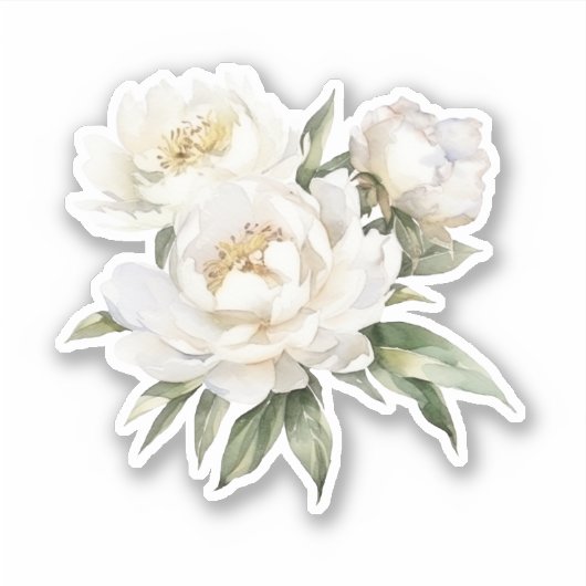 White Peonies Aufkleber (Vorderseite)