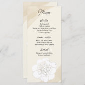 White Peonies Blossoms Hochzeitmenü Menükarte (Vorne/Hinten)