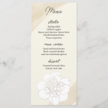 White Peonies Blossoms Hochzeitmenü