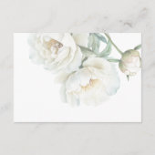 White Peonies Floral Wedding Details QR code Begleitkarte (Rückseite)