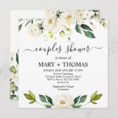 White Peonies Foliage Couples Dusche Einladung (Vorne/Hinten)