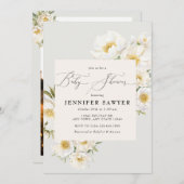 White Peonies | Foto Babydusche Einladung (Vorne/Hinten)